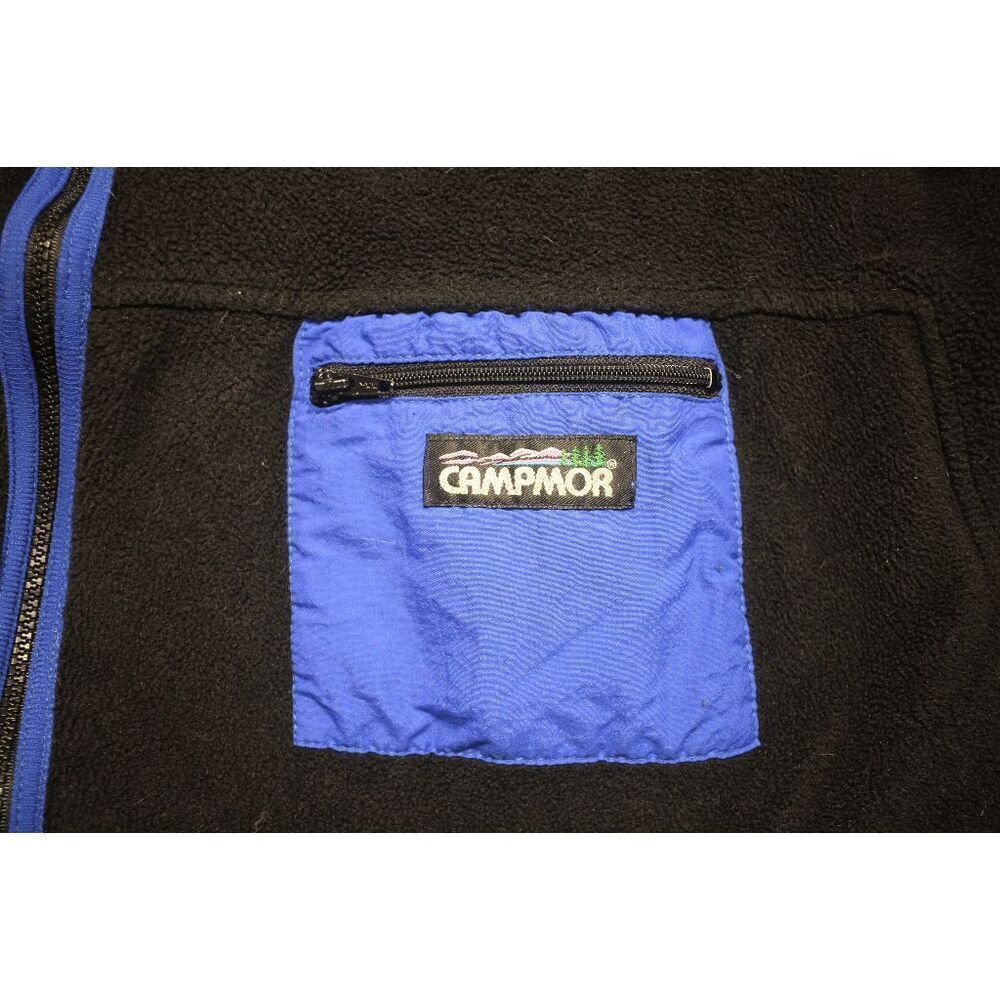 Vintage Campmor Fleece Zip Jacket Black with Blue Accents Size Large - Picture 4 of 8
